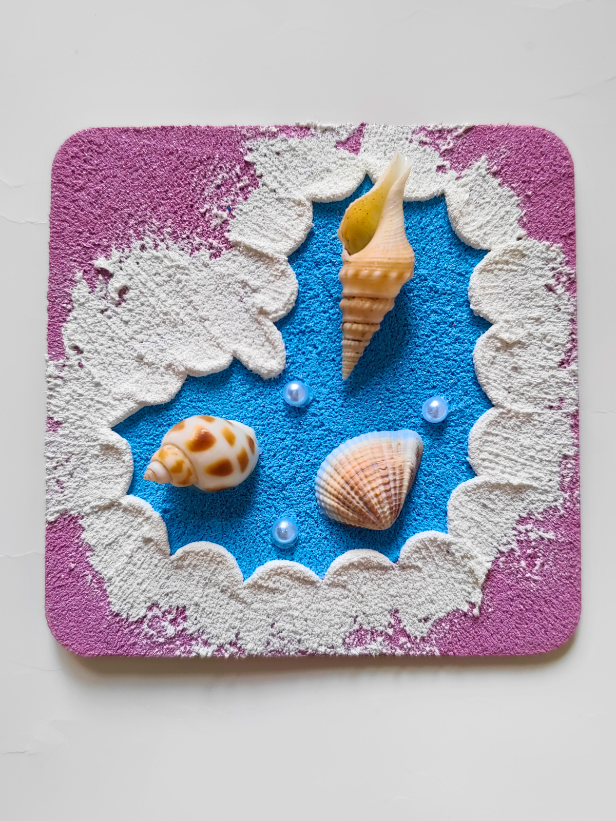 Ocean Magnet Square Wooden Shell Art