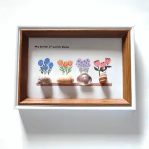 Shello handcrafted shell photo frame No.4 with lighthouse and boat