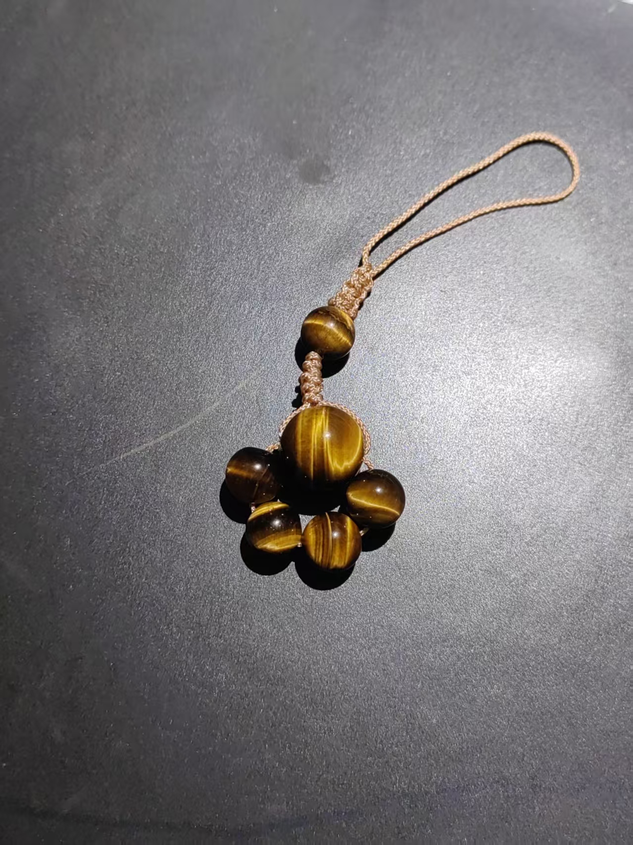 PICKLNN “Solaris” Tiger’s Eye Ritual Charm – Hand-Woven 14mm Focal & 8mm Satellites - Image 4