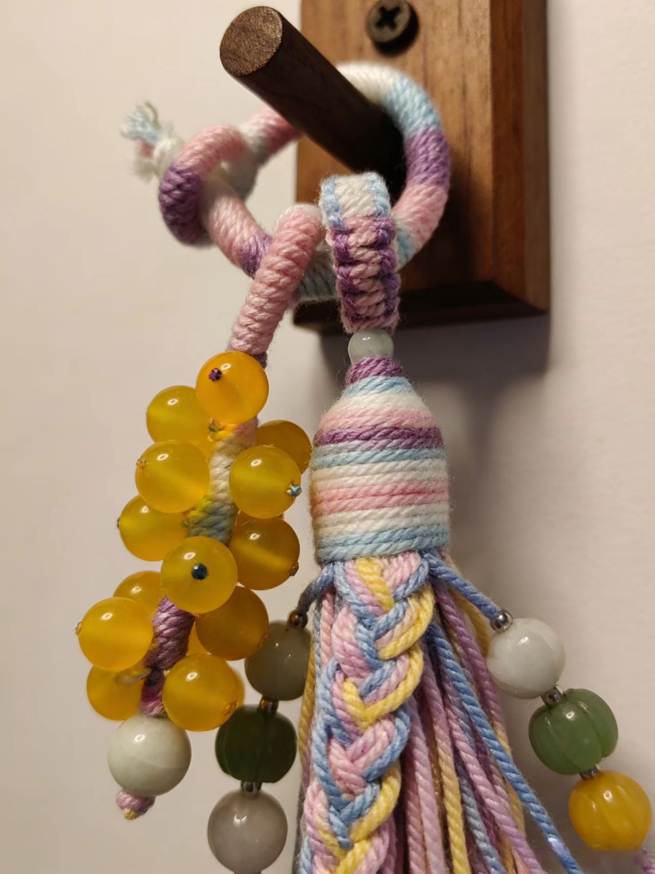 hand knotted tassel cap made with 1.0mm hand twisted cotton cord