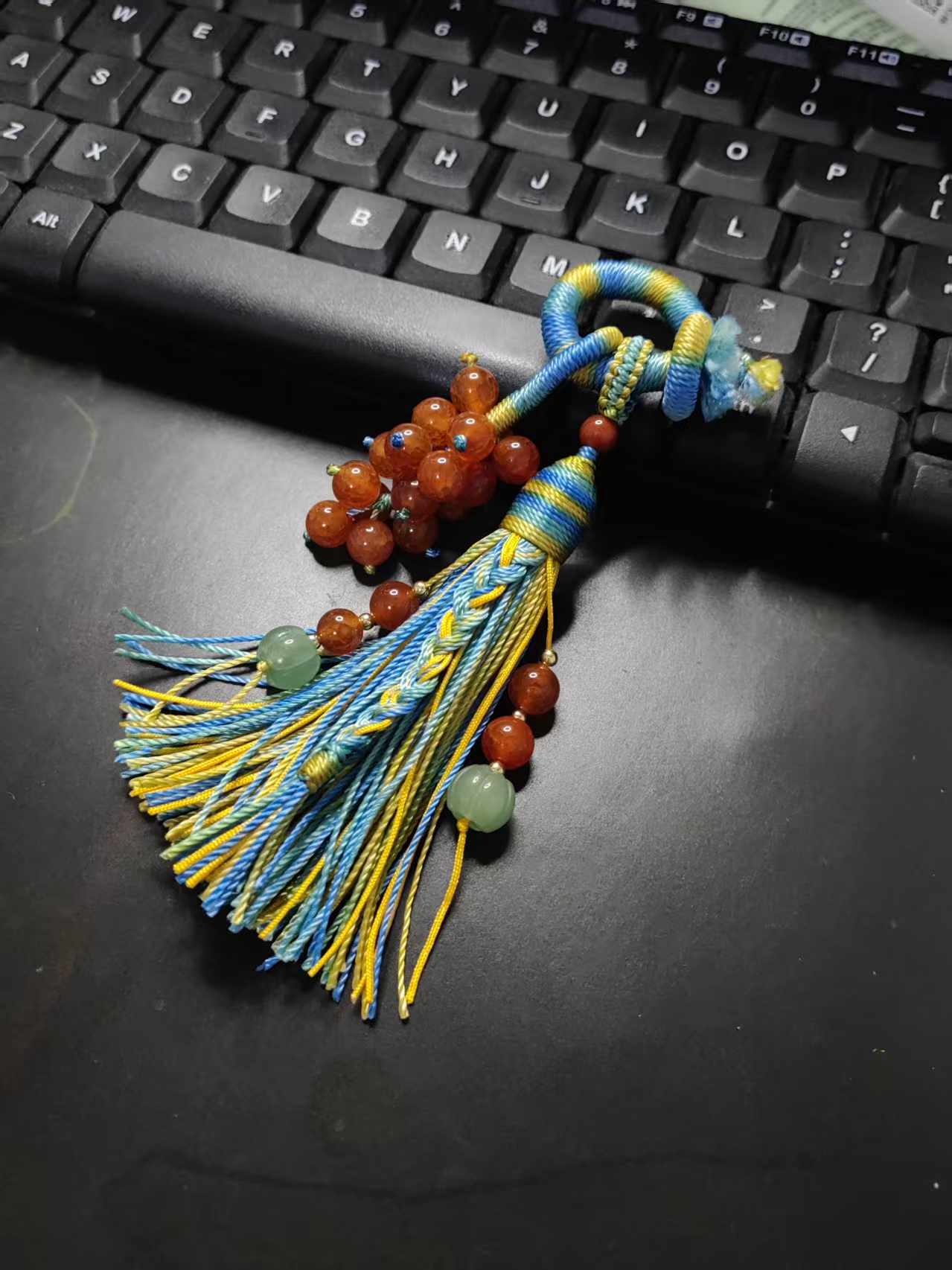 Handwoven Knotted Pendant with Tassel - Image 2