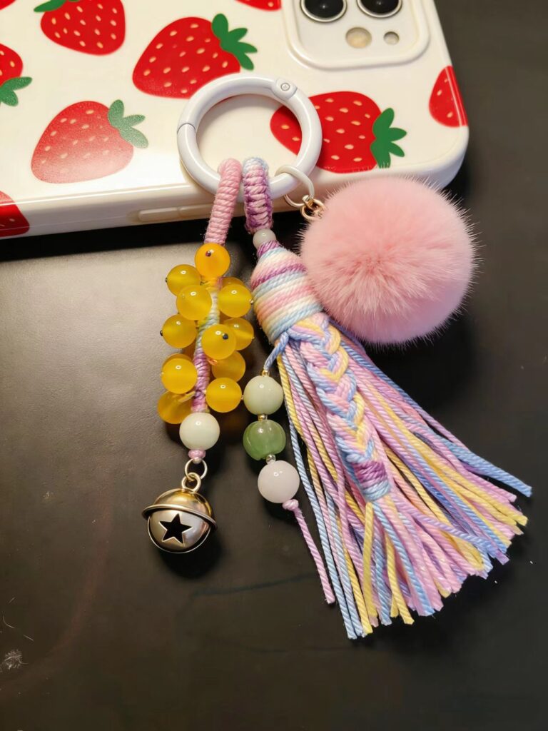 pastel cotton tassel strands showing soft handmade texture