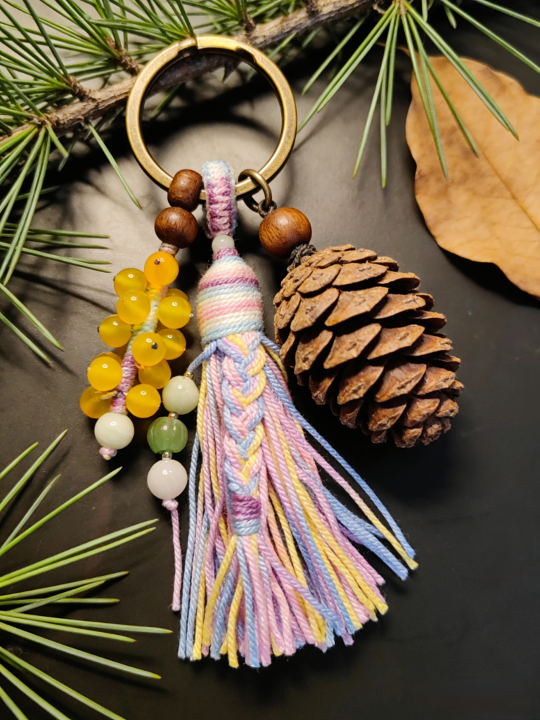 pastel cotton tassel strands showing soft handmade texture