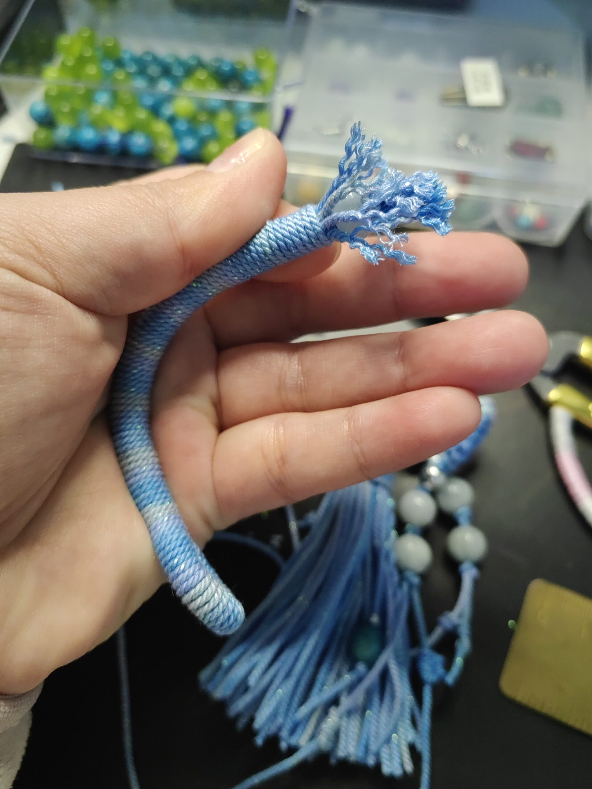 thick cotton tassel strands showing soft movement and weight