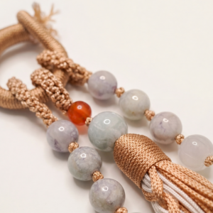 Custom Woven Bag Charm with Mixed Bead Tassel - adding personal style to your handbag.