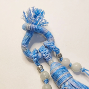 Picklnn Light Blue and White Woven Good Luck Charm with Jaded Beads - perfect gift for students or for exam success.