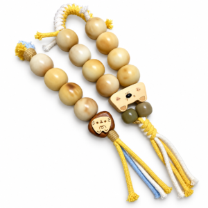 8-Bead 24mm Natural Bodhi Bead Handheld Fidget with Double-Hole Sandalwood Bead