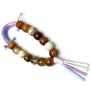14-Bead 20mm Natural Bodhi Bead Handheld Fidget with Colorful Cord