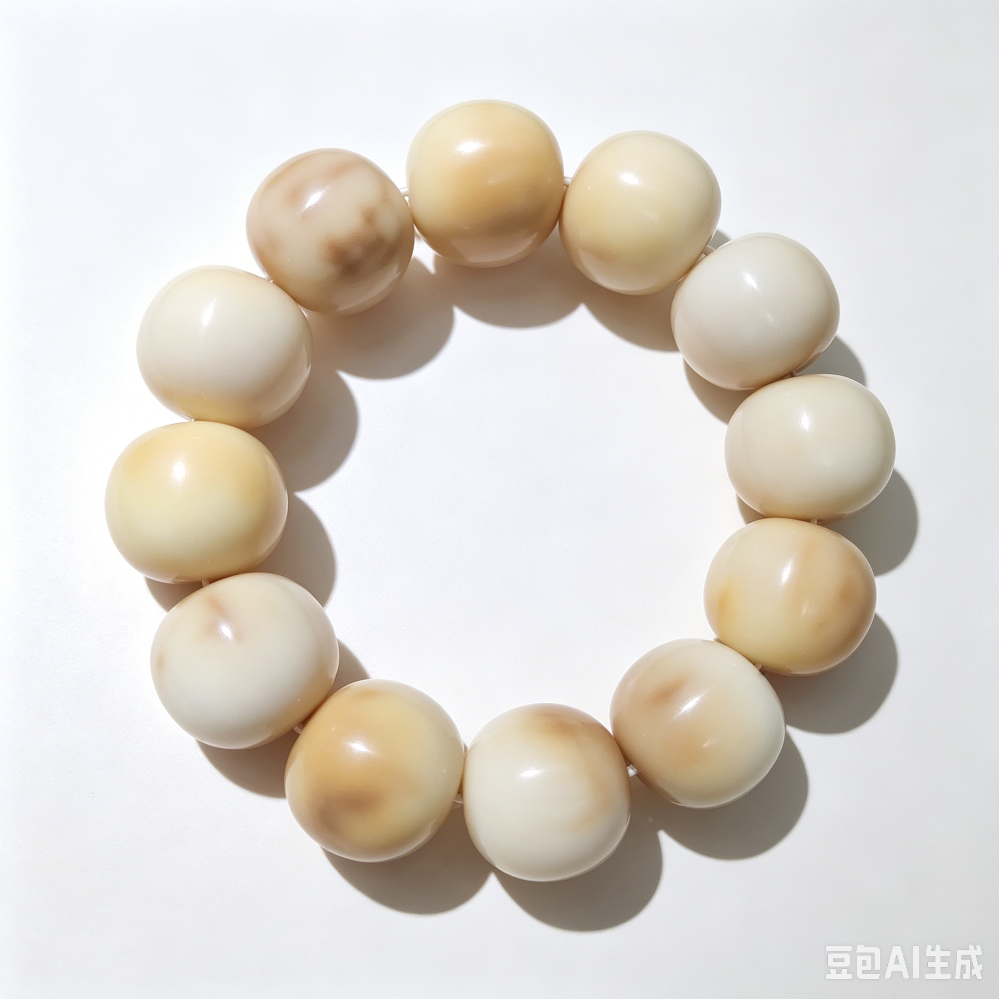 23mm Natural Bodhi Bead Bracelet – Large Natural Seed Fidget Jewelry 2 natural 23mm Bodhi bead bracelet white background