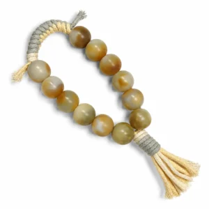 19mm natural Bodhi handheld fidget beads with cream tassel