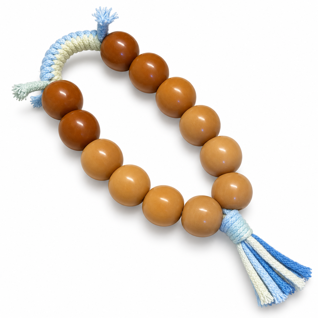 20mm Natural Bodhi Handheld Fidget – Warm Brown Beads with Blue Tassel 1 20mm warm brown natural Bodhi handheld fidget with blue tassel
