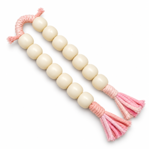 18mm natural Bodhi handheld fidget with pink tassels