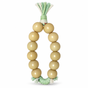21mm natural Bodhi handheld fidget with green and white tassels